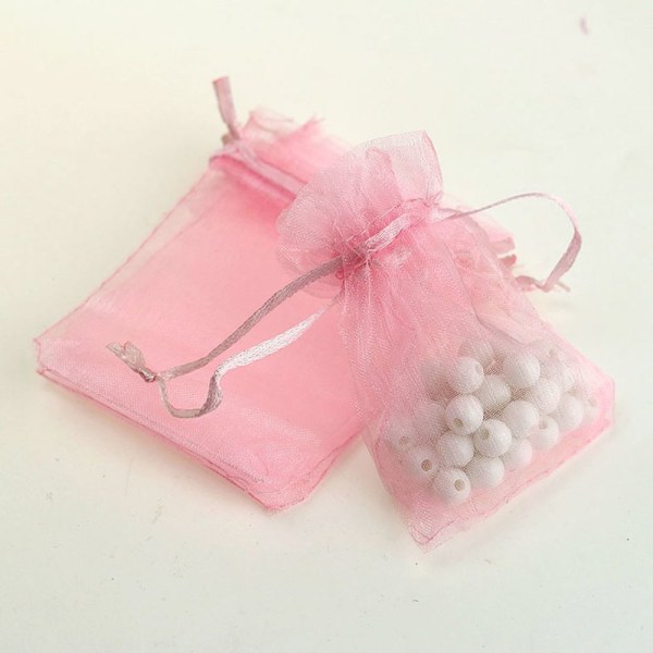 100 st Organza present smycken påsar påsar Bröllopsfavors rosa