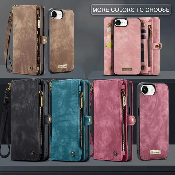 [RM](For iPhone 14 Pro Max) 2 in 1 Wallet Case with Detachable Wrist Strap and Multiple Card Slots blå