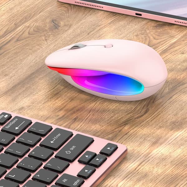 [RM]Wireless Gaming Mouse, Rechargeable, 2.4G Silent Mouse with USB Receiver - Portable Computer Mouse for PC, Tablet, Laptop - Pink