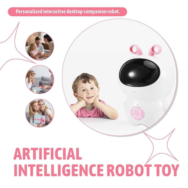 AI Robotlegetøj Intelligent Dialog WIFI Oversættelse LED Lyskilde Lydeffekter Robot til Børn Hvid&Pink size