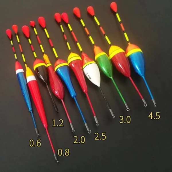 10 st Fiskeflöten Set Flugor Bobber Fiske Ljusstav Flöten Varierande Mix Storlek Färg Flöte Boj För Fisketillbehör Multicolor 10PCs