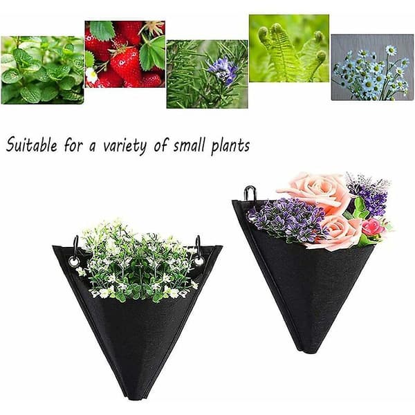 3-pack väggmonterad växtpåse för trädgården, vertikal planteringsficka, hängande planteringspåse, triangulär design, med krok, för utomhusbruk, inomhusbruk, hem, dekoration, Y