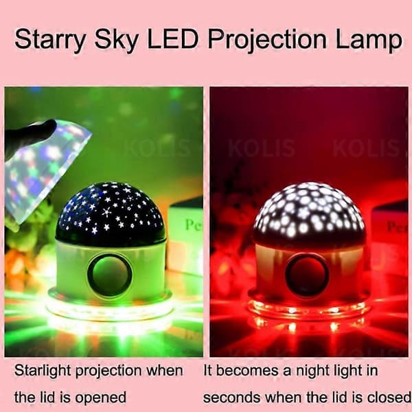 Bluetooth Musik Stjernehimmel LED Projektionslampe, Fjernbetjening EU Plug