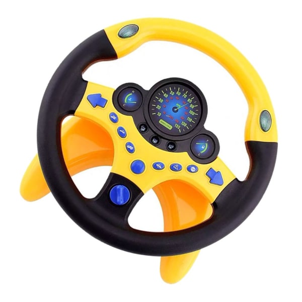 Simulering Co-Pilot ratt med bas för barnbilleksak, gul
