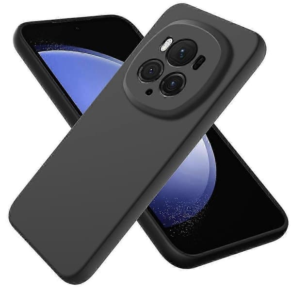 [RM] Stöttåligt mobilskal i flytande silikon med enfärgad design Black For Honor Magic6 Pro