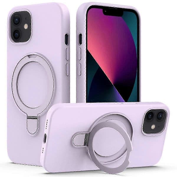 [RM] Magnetic Case for iPhone 11 with Ring Stand PC+Silicone Drop-proof Phone Case Sti Style L