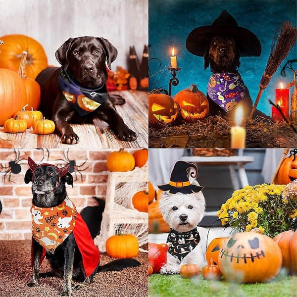 Sjarmerende Halloween-hundebandana, justerbart stilig tilbehør laget av mykt polyestermateriale