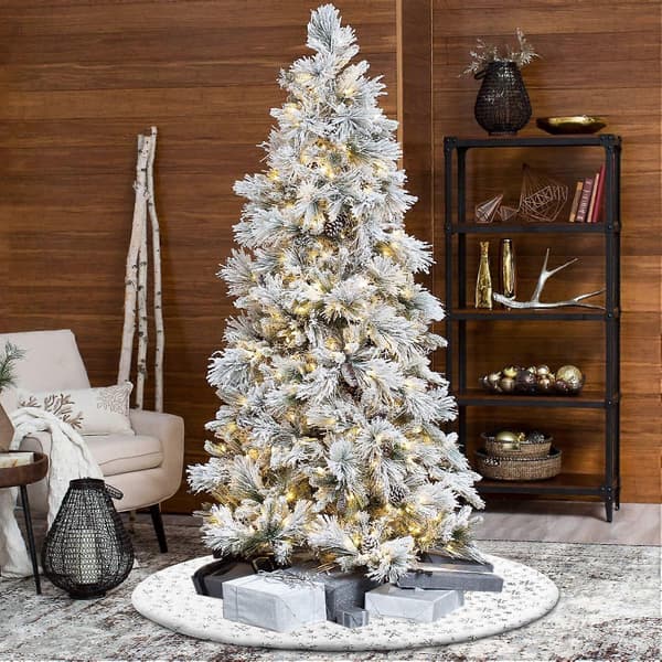 Julgransmatta 90 cm, stor silver snöflinga julgransfot, julgransmatta för julgran