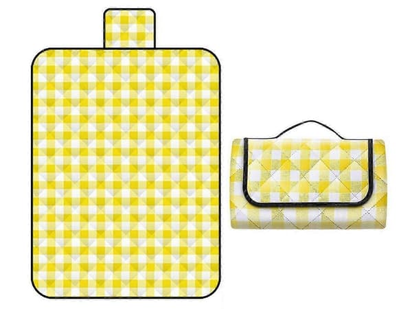 150x200cm Foldbar Picnictæppe Vandafvisende Strand Camping Tæppe Måtte Gul