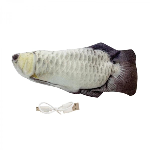 Elektrisk Fisk Leksak Katt Kattunge Viftande Kattmynta Silver Arowana