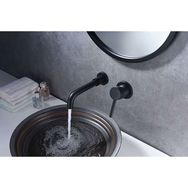 [RM]Wall-mounted bathroom faucet in matte black, including built-in valve, from DEBUNS