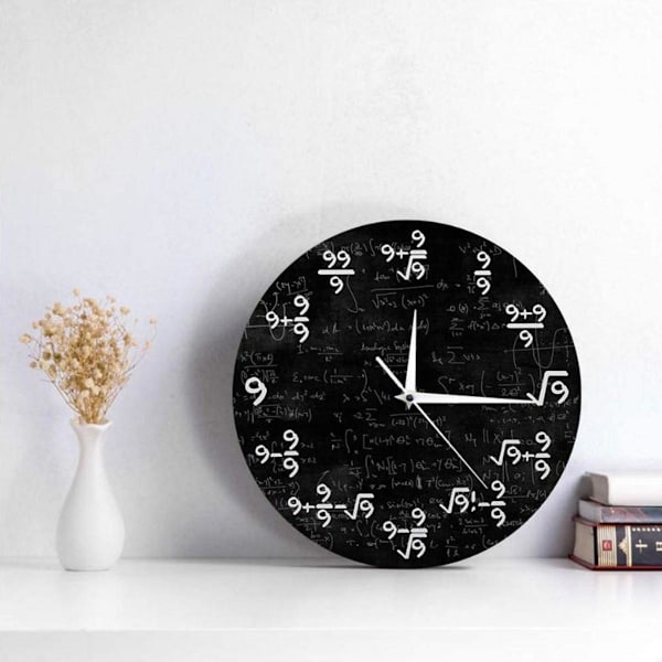 Modern Unik 9:ans Matematiska Formler Väggklocka 30 cm Matematiska Ekvationer Konst Klassrumsinredning Gåvor, minimalistisk design gör ett hem