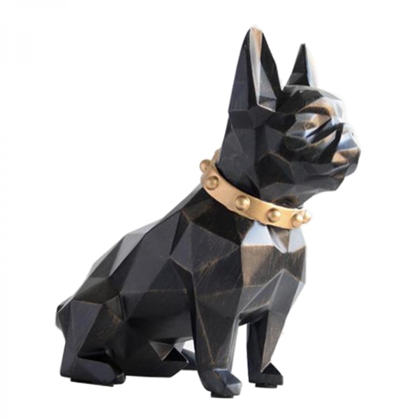 Bulldog Sparbössa Konstnärlig statyett Hund Spargris Kruka Barnpresent Svart