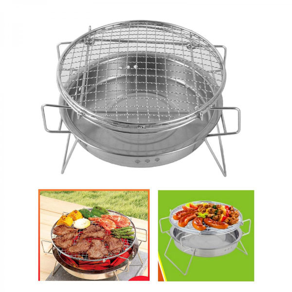 BBQ Grill Portabel Kolgrill Camping Trädgård 30x30x19.5cm