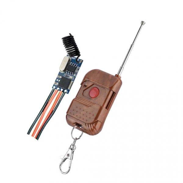433MHz Trådlös Mottagare Switch + Valnöt 1 Knapp Fjärrkontroll