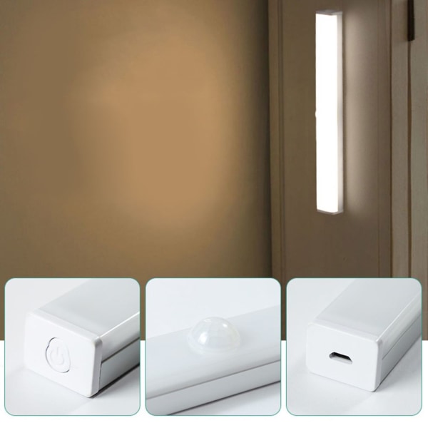LED Trådlös Skåpbelysning Rörelsesensor Vit 15cm