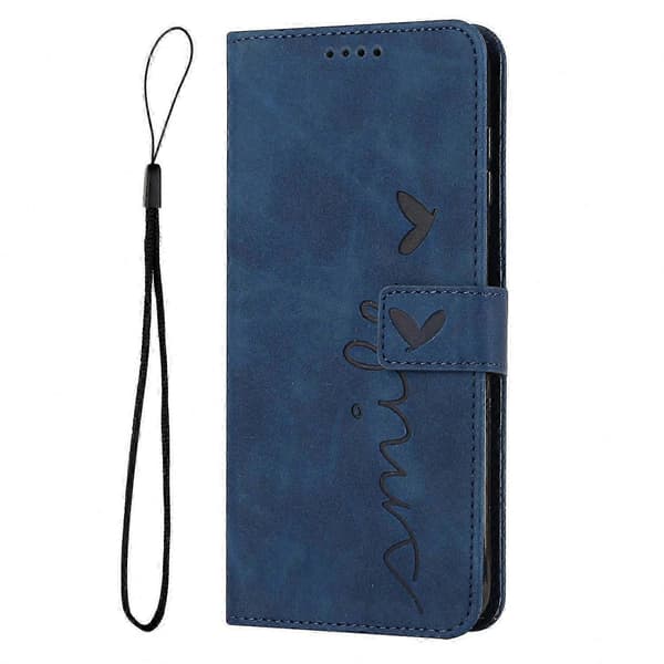 Hjerte mønster læderetui til Redmi Note 8 Pro med Skin Feel Design Blue
