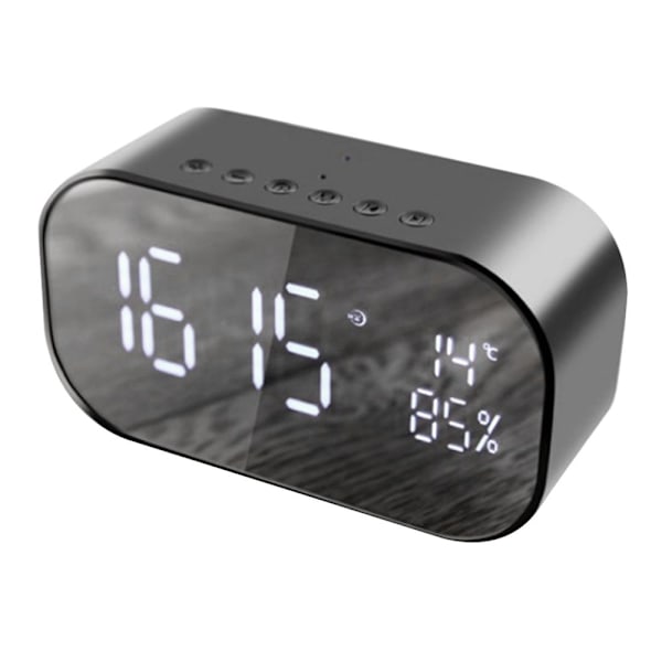 Trådlös Bluetooth Gatlykta Bluetooth Väckarklocka Stereo Högtalare Svart