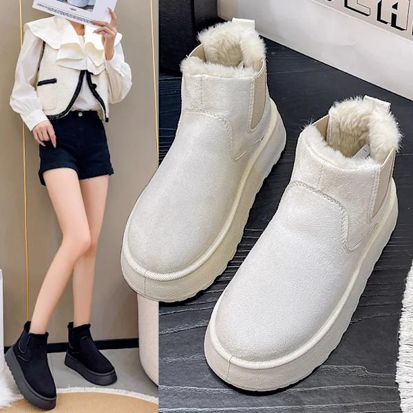 Vinterstövlar för damer, snökängor, plysch, varma, halkfria, vattentäta, damskor, platta sneakers, avslappnade slip-on, ankelstövlar för kvinnor, Botas Mujer khaki 41