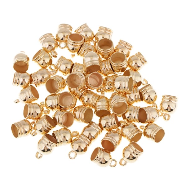 50 st DIY Plastpropp Ändstycke DIY Lädersnöre Smyckesfynd Guld