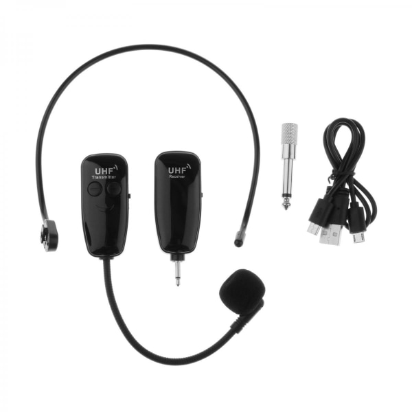 Trådlöst mikrofonheadset, uhf Trådlöst headset Mikrofonsystem 50-80 m räckvidd Headset Mic och Handheld Mic 2 i 1 för högtalarinspelning