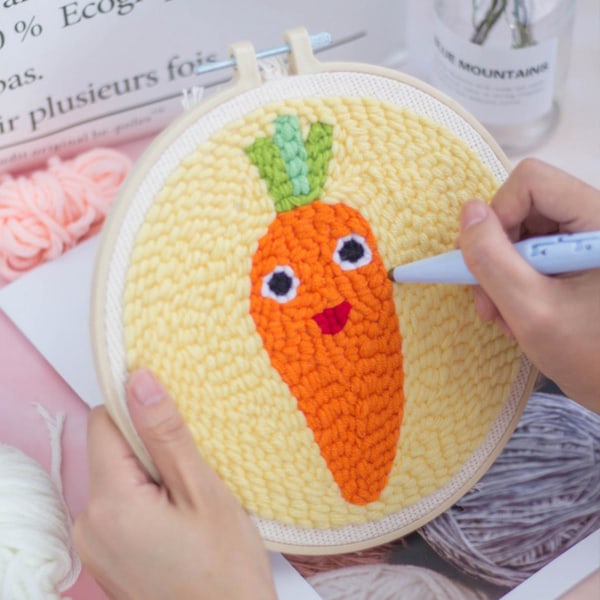 Broderi Startkit Med Justerbar Punch Pen Mjuk Tråd Hantverk A