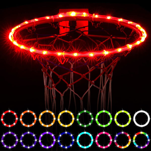 Basketbågelampor, fjärrkontroll Basketfälg LED-ljus, 16 färgbyte själv, vattentät superljus att spela på natten utomhus, bra G