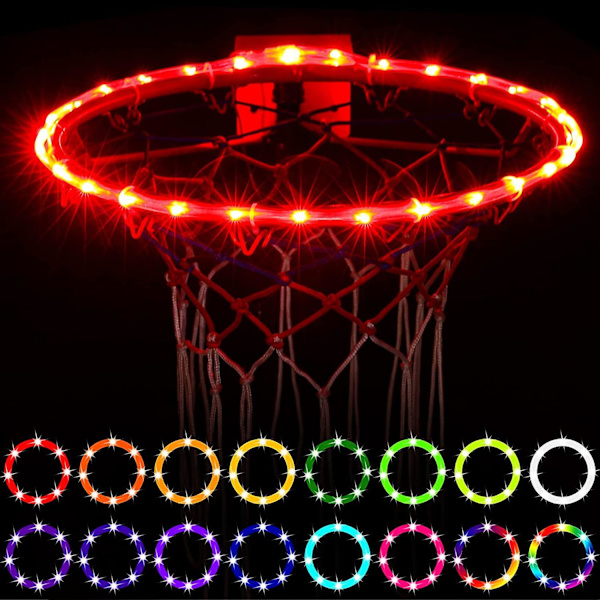 Basketbollkorg Ljus, Fjärrkontroll Basketboll Ring LED-ljus, 16 Färgändringar Själv, Vattentät Superljus För Att Spela Utomhus På Natten, Bra G