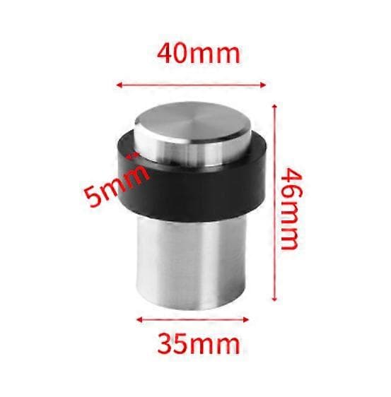 2-delt dørstopper-sæt, 35 mm diameter x 46 mm højde, dørstoppere til gulv i rustfrit stål, dørstop til gulv, med skruer og lim, 3 installationsmetoder
