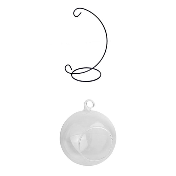 Glaskula Hängande Tekanna Ljusstake Blomkruka 8cm Rund Bas (Svart)