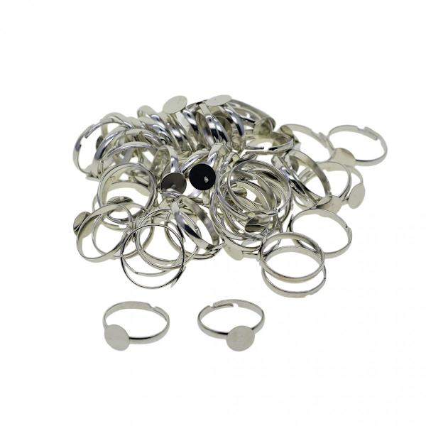 100 st Justerbara Ringhållare Justerbar Fingerringbricka för Cabochonbricka: 8mm