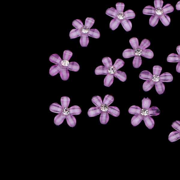 20 blommor flatback knapp strass utsmyckningar för bröllop lila