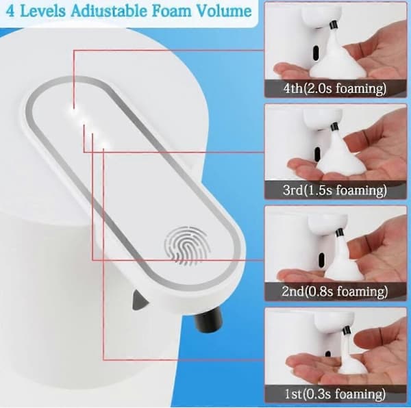 Automatisk såpedispenser, 400 ml veggmontert såpedispenser, oppvaskmiddeldispenser med infrarød sensor, USB oppladbar