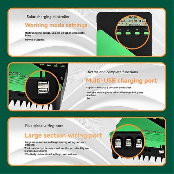 Solar Charge Controller MPPT -D50 Solpanel Solar Charge Regulator 12V 24V Batteri PV Input 100VOC