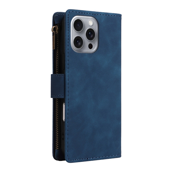[RM]iPhone 16 Pro Max Case - Crossbody Case with Multiple Card Slots and Zipper Mörkblå