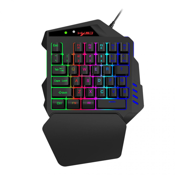 Enhands RGB Gaming Tangentbord, Kompakt Professionellt Gaming Tangentbord 35 Tangenter Ergonomiskt Handledsstöd Inbyggd Tangentbord Mus Konverterare