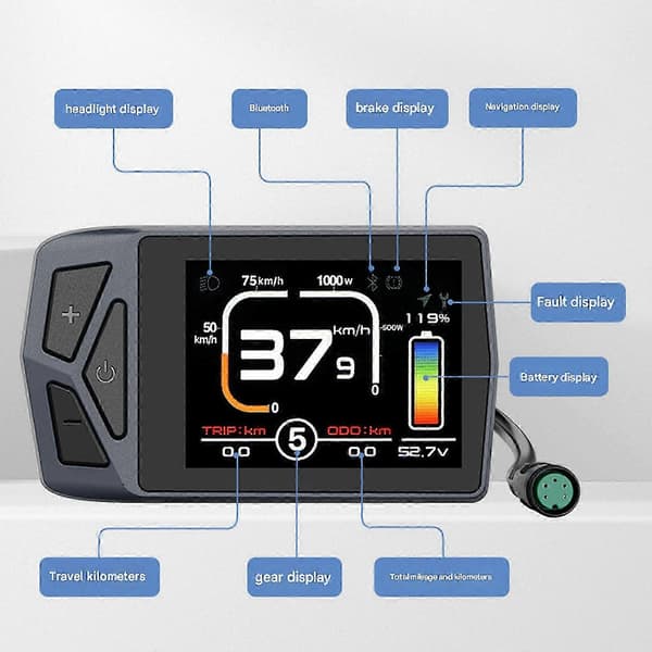 Bafang Display Ebike EKD01 UART Protokol 5PIN Hun Kontrolpanel Mid Drivesc 26s