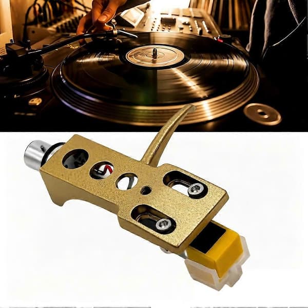 AT3600L Stift+Platespiller Headshell-sett Universell Phono-patronmontering for LP Vinyl Platespiller A Gold & yellow