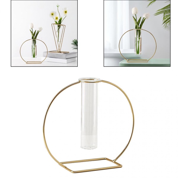 Nordisk Chic Blomväxt Hydroponisk Vas Terrarium Järnram Ornament C