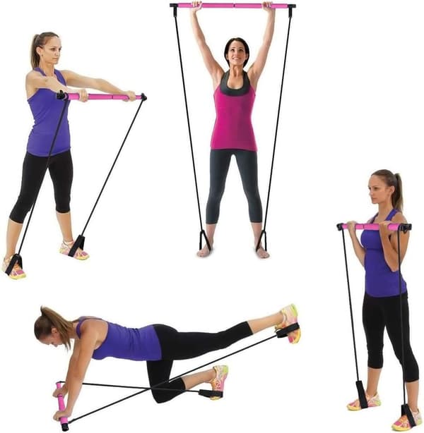 [RM]Resistance Band Portable Pilates Bar Kit Adjustable Toning Exercise Bar
