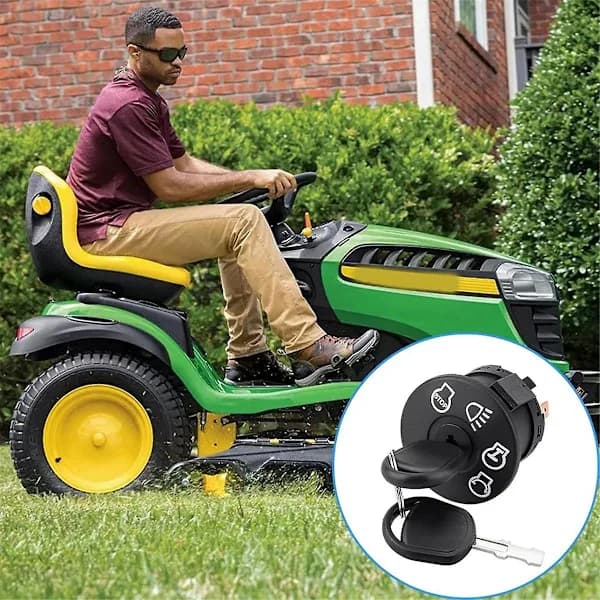 [RM] Ignition switch with key, 7 terminals, compatible with John Deere ride-on mowers, replaces 925-1741, black