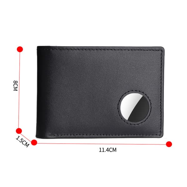 Slim RFID Blocking Wallet with AirTag Holder - Men's Leather Wallet Black[RM] Black 64