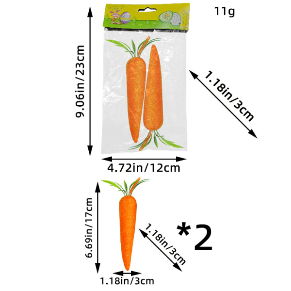 10st Simulering Morötter Konstgjorda falska grönsaker påskdekoration Fest Foto rekvisita L