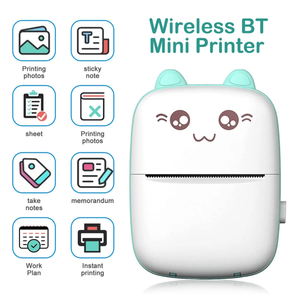 Bärbar Mini Bluetooth Fel Skrivare Mobiltelefon Foto Titel Anteckning Utskrift Ficka Student Fel Etikettskrivare för Barnpresent C15 pink
