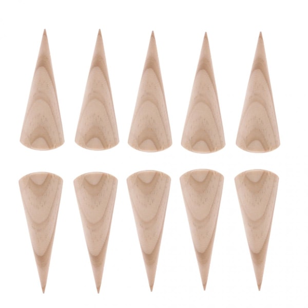 10 Stycken Omålade Konformade Träringar Smyckesdisplayhållare 3 x 8 cm