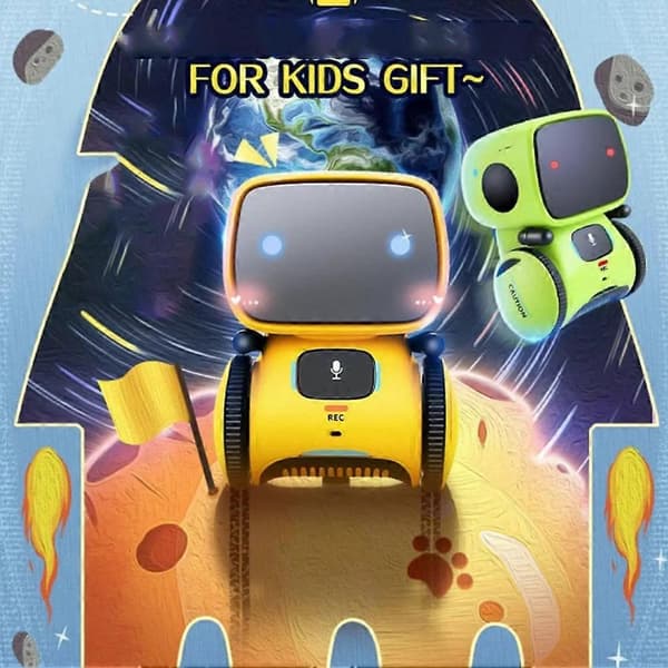 [RM]Legetøjsrobot Intelligente Robotter Russisk Version Stemme Touch Kontrol Legetøj Interaktiv Pædagogisk RC Robot Yellow