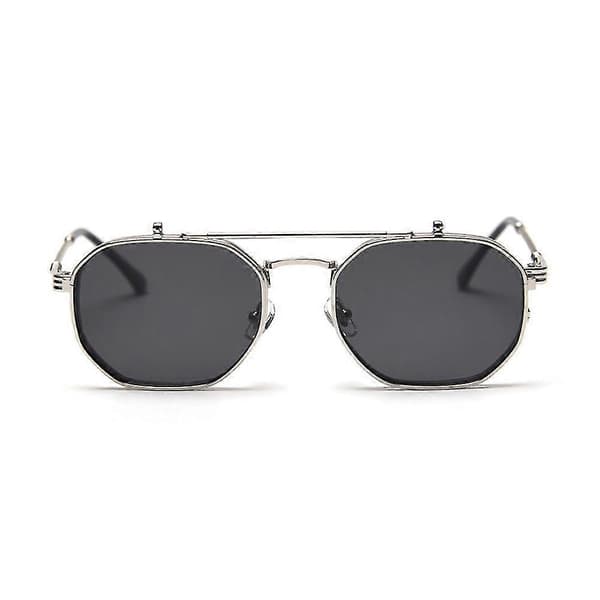 [RM] Polariserte Polygon Sammenleggbare Solbriller Vintage Punk Solbriller UV400 Briller (LGL) Gray