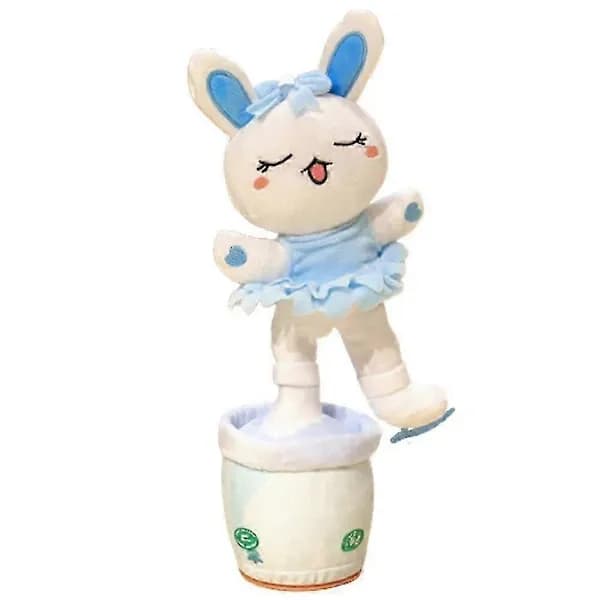 [RM]Electric Dancing Sunflower Stuffed Plush Doll Singing Twisting Rabbit Plush Toy - HZ Blue Rabbit With Bluetooth