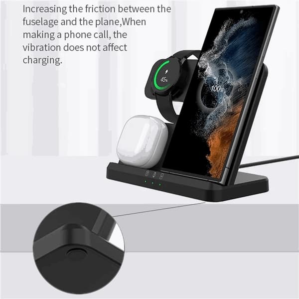 3-i-1 Trådløs Oplader Samsung Galaxy - Buds - Watch Sort Svart black