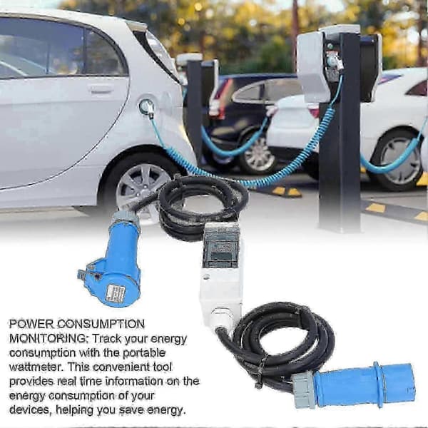 [RM][LCS] AC 220V 16A 3-pole CEE plug with LCD digital meter, digital electricity meter for RV electric car